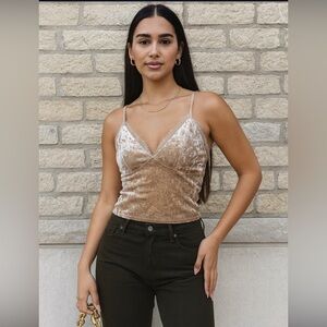 Forever 21 crushed Velvet Camisole in Cream